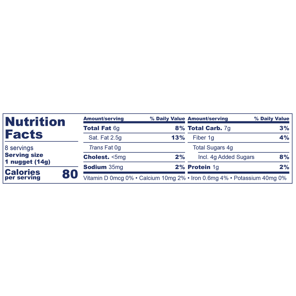 Nutrition facts label for a product on a white background