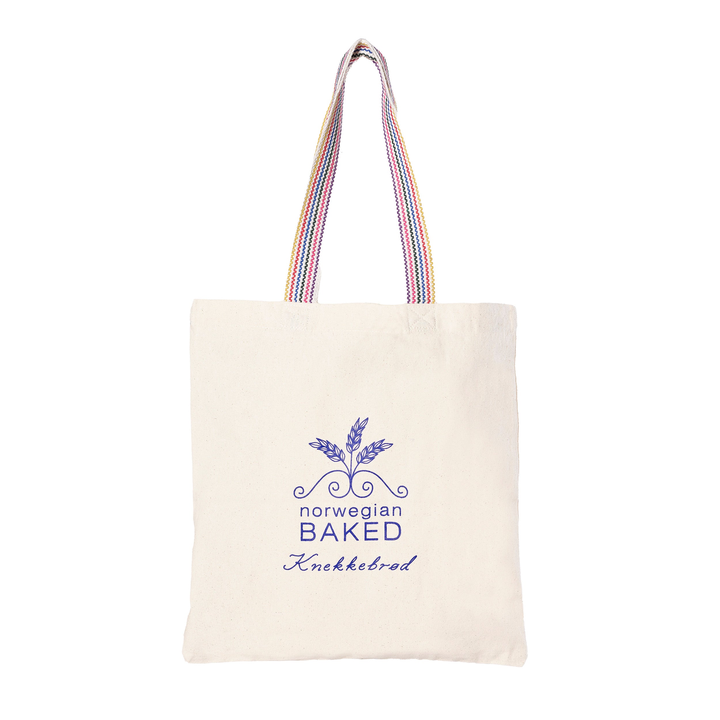 Norwegian Baked recycled cotton tote bag with printed Knekkebrød logo